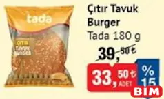 TADA ÇITIR TAVUK BURGER 180 G